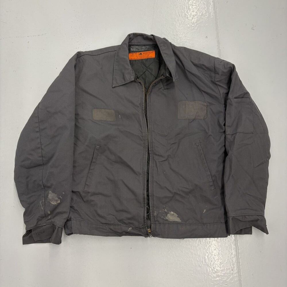 Vintage 70s Red Kap Grey Canvas Workwear Mechanics Jacket